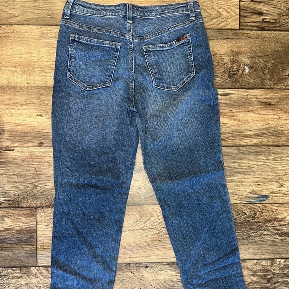 Blue Straight Leg Jeans Mid Rise Red Plaid Patches Women's Size 6 Style & Co - Picture 5 of 12